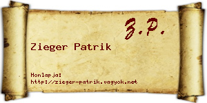 Zieger Patrik névjegykártya